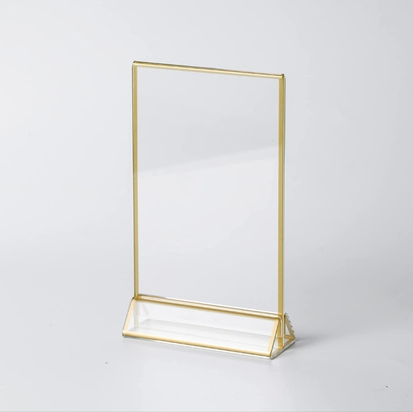 Acrylic Sign Holders with Gold Border,Double Sided Clear Frame,Perfect - Picture 1 of 6